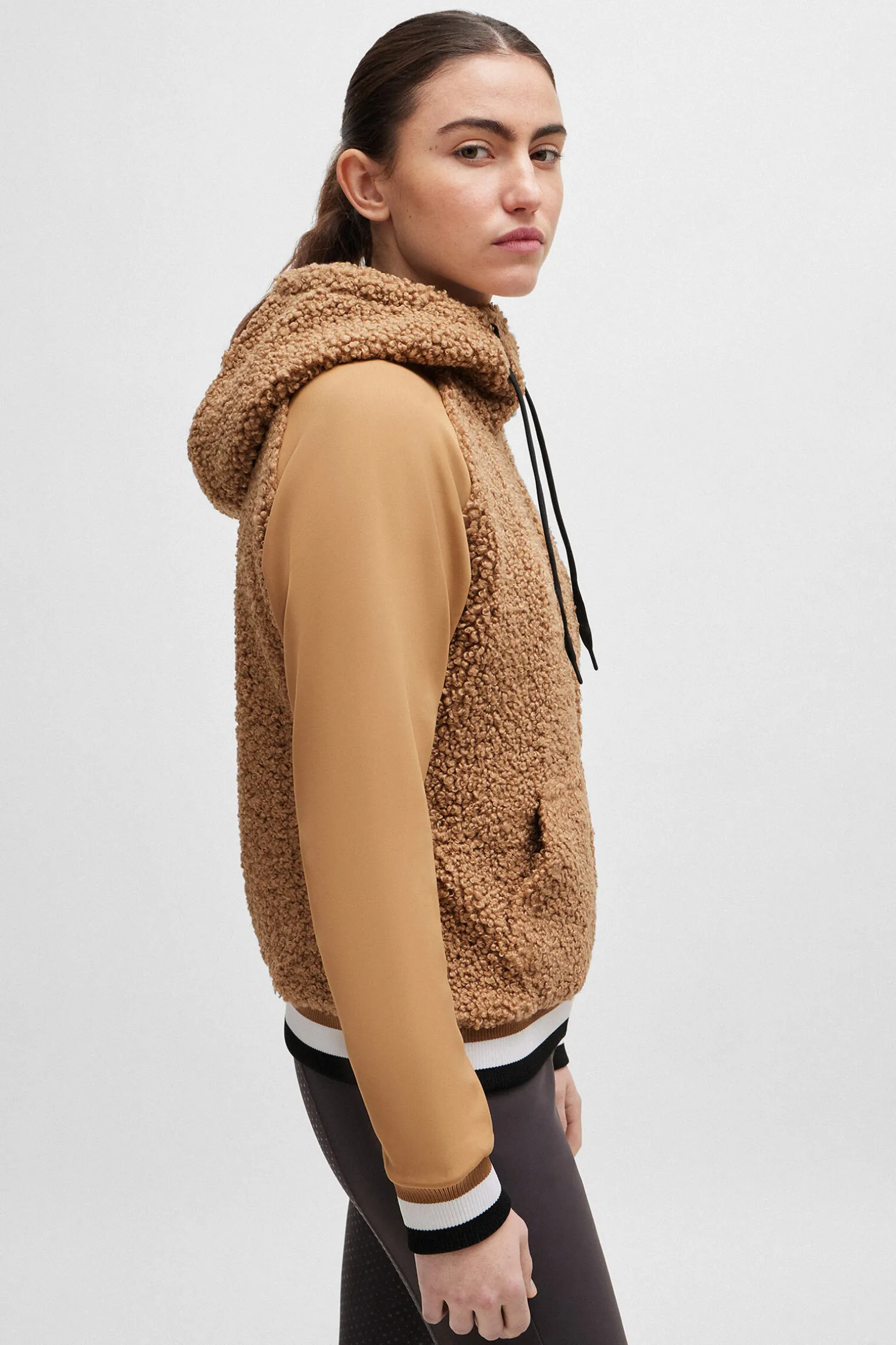 Boss Riva Teddy Hybrid Zip hettegenser