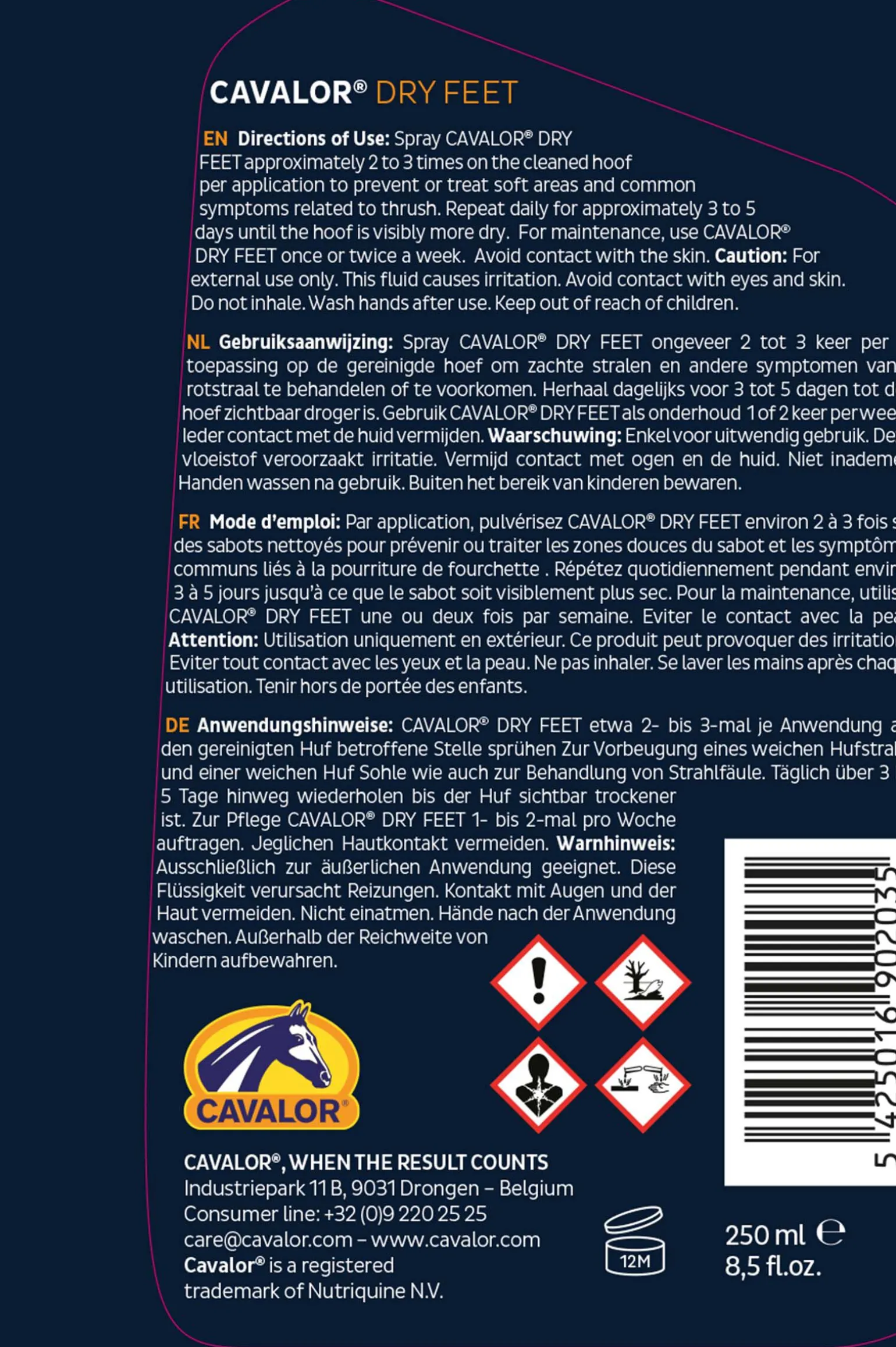 Cavalor Dry Feet, høver, 250 mø