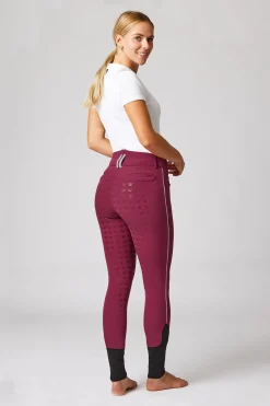 Helforsterkede ridebukser med kontrastbånd og høyt liv, dame