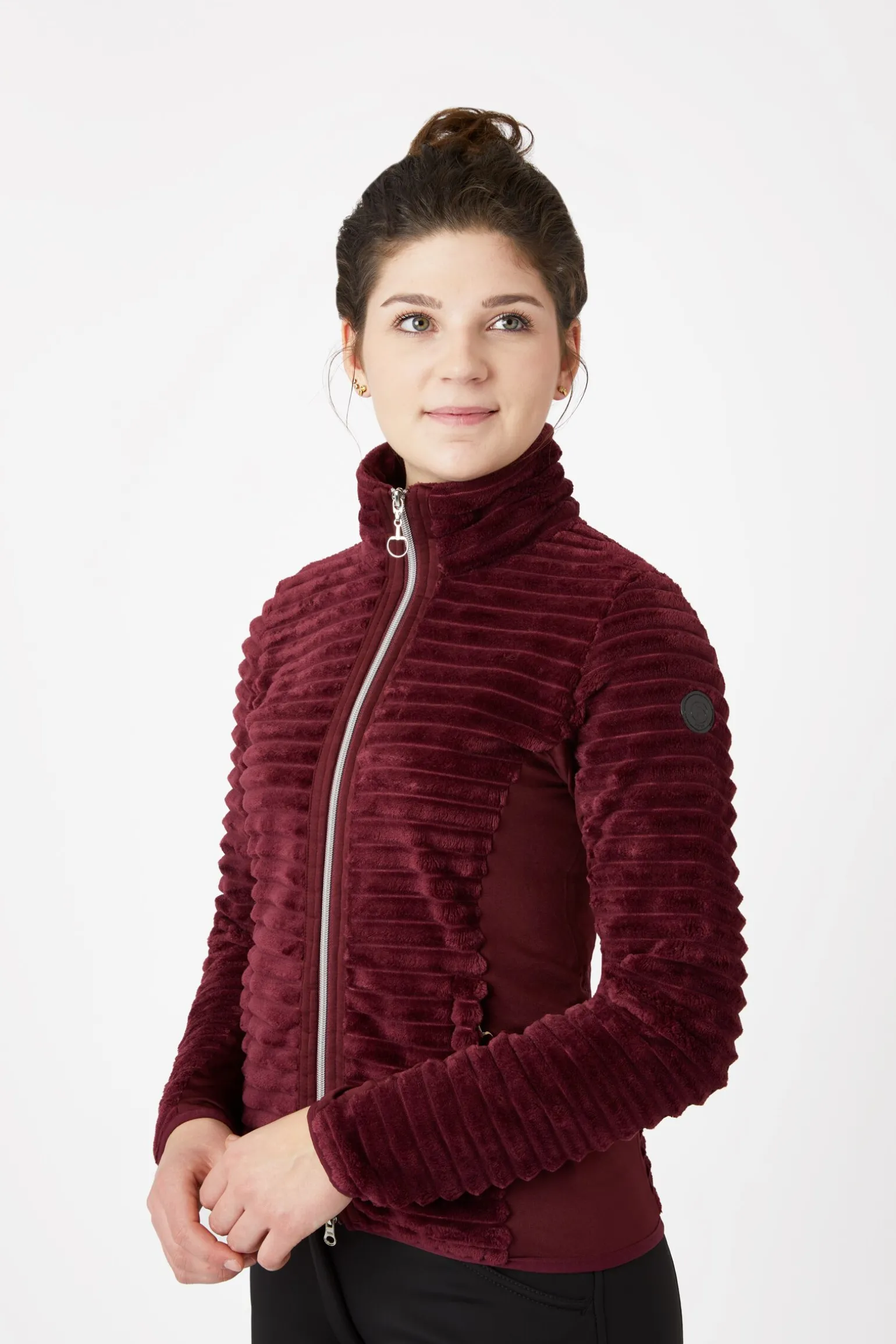 Horze Della stripete ridejakke i fleece til dame