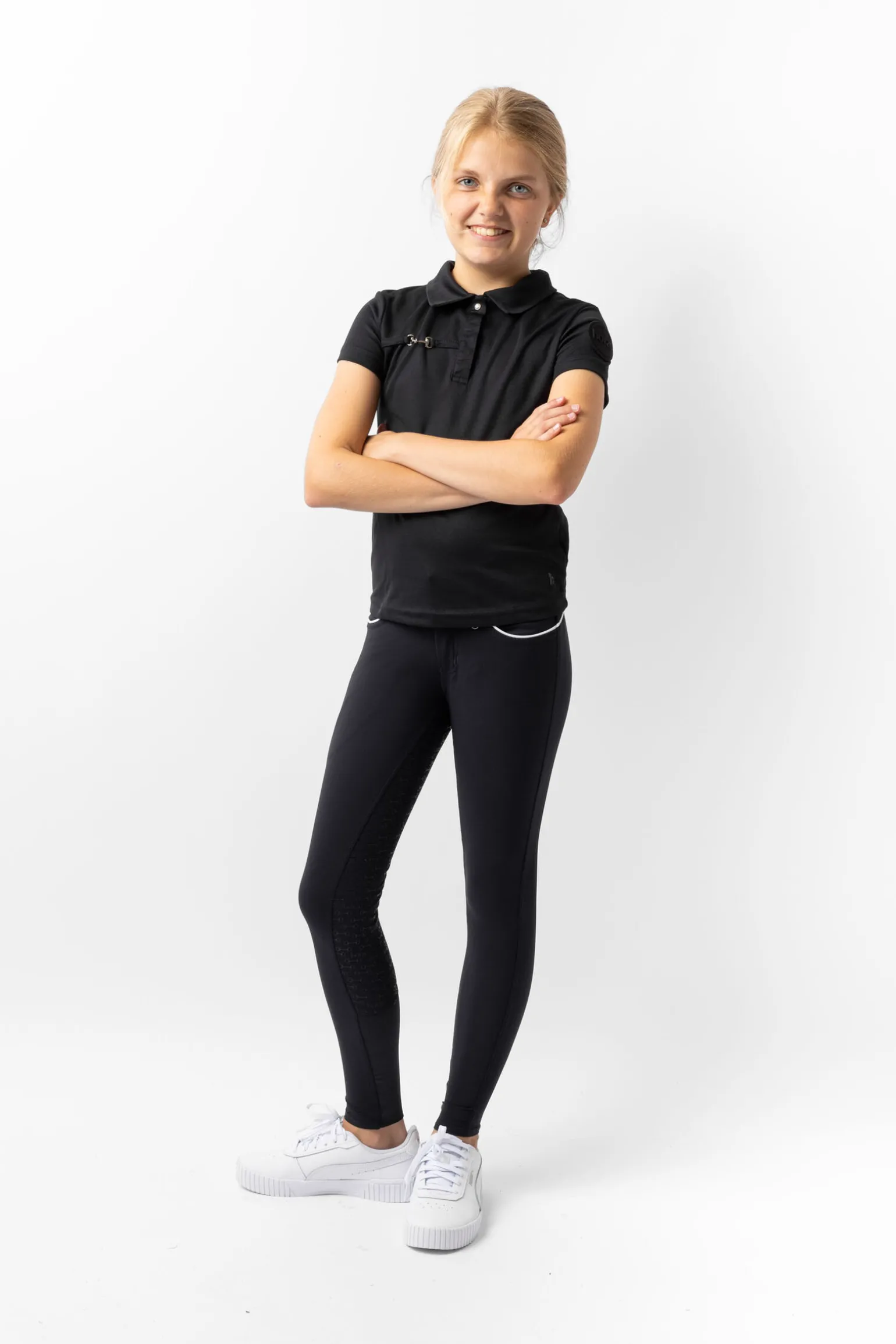 Horze Denise funksjonell kortermet poloskjorte, barn