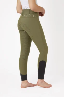 Horze ridebukser med full grip, høyt liv og krystaller til dame