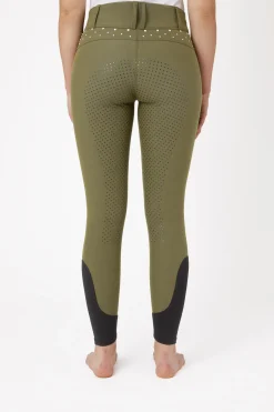 Horze ridebukser med full grip, høyt liv og krystaller til dame