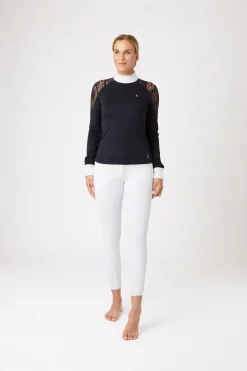 Horze Sylvie langermet stevneskjorte med blonder, dame