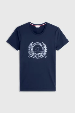 Tommy Hilfiger Equestrian Crest Rhinestone Performance t-skjorte til dame